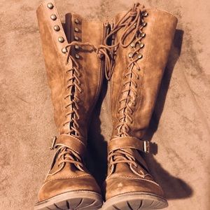 Target Mossimo Chic Combat boots in Camel Brown